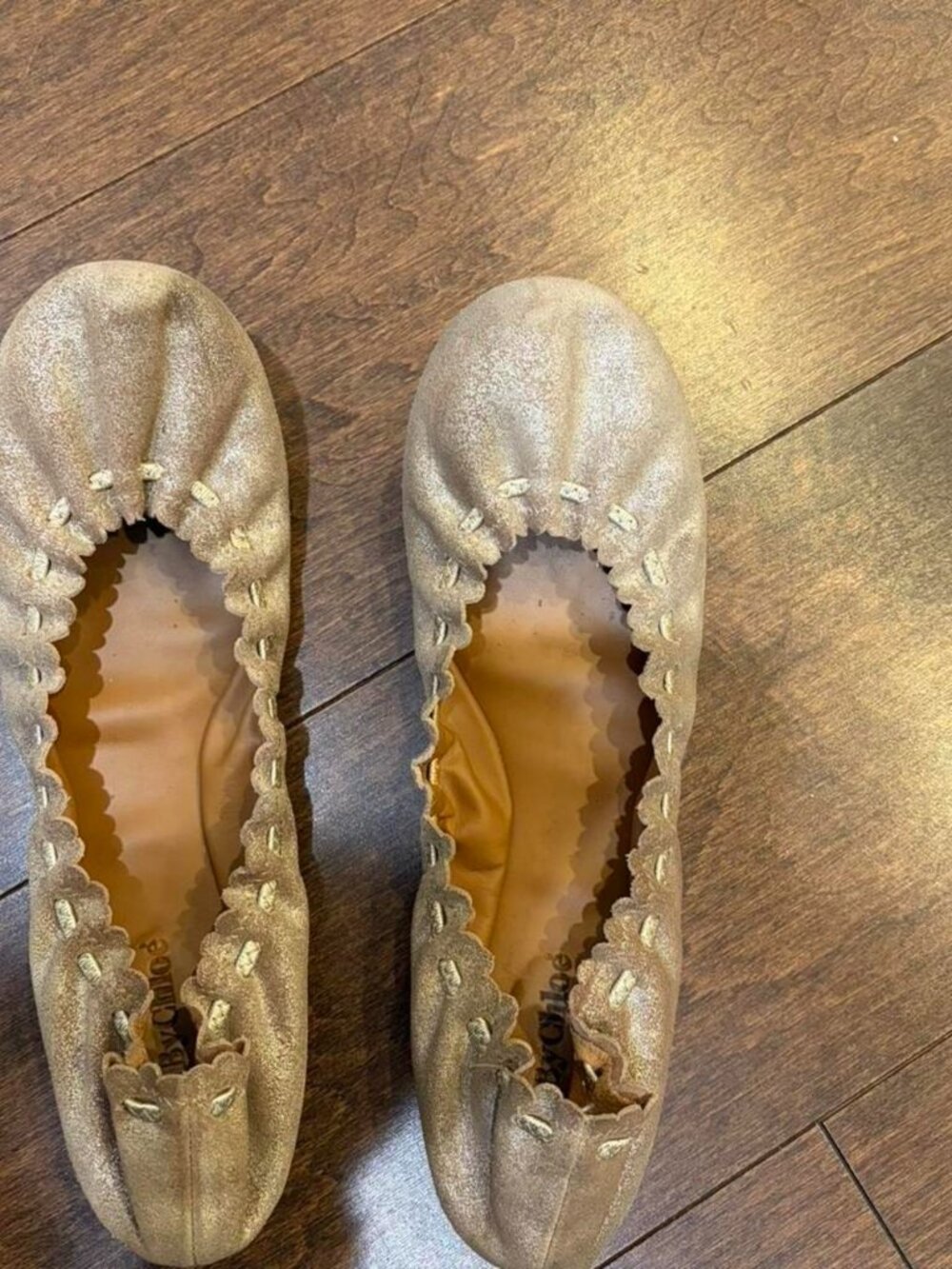 See by Chloé Women's Gold and Brown Ballet Shoes